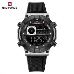 NAVIFORCE - Reloj para Hombre NF9241 Negro Plata Digital Silicona Deportivo