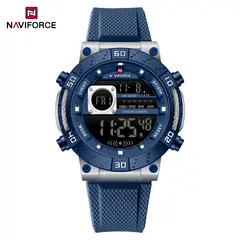 NAVIFORCE - Reloj para Hombre NF9241 Azul Plata Digital Silicona Deportivo