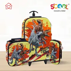 SCOOL - Set de Mochila Escolar Con Rueda 3D Full Jurassic