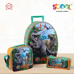 SCOOL - Set de Mochila Escolar Con Rueda 3D Jurassic B Roar