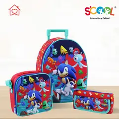 SCOOL - Set de Mochila Escolar Con Rueda 3D Ranger Sonic