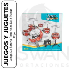 GENERICO - Juego De Batería Para Niños De 6 Piezas Rojo