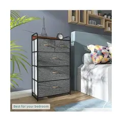 GENERICO - CÓMODA DE TELA PARA DORMITORIO DE 5 COMPARTIMIENTOS