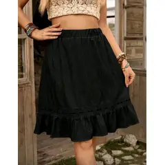 ARELYS - Falda Negra Para Mujer Talla S