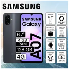 SAMSUNG - Celular Galaxy A07 4GB RAM 128GB 6.7" Pulg. HD - Morado