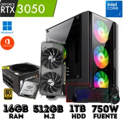 INTEL - PC GAMER CORE I7/ 16GB RAM/ 512GB SSD/ 1TB HDD RTX 3050