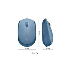 LOGITECH - MOUSE M170 INALAMBRICO USB A AZUL GRIS