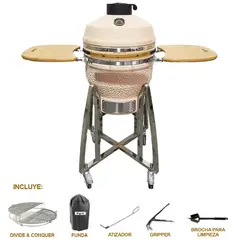 FRITECSA - Kamado 18 Crema Con Divide & Conquer - Funda - Herramientas
