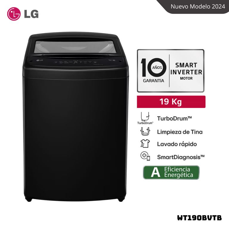 LAVADORA TURBODRUM 19 KG CARGA SUPERIOR ONYX NEGRO - WT19OBVTB