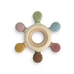 GENERICO - MORDEDOR PARA BEBÉ GRAB & BITE GABBIANO DE SILICONA Y MADERA