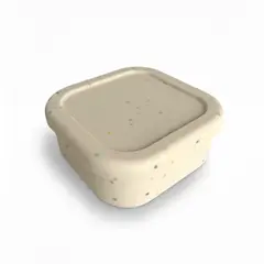 GENERICO - TAPER DE SILICONA CUADRADO CON TAPA HERMÉTICA COLOR BEIGE CHISPA GABBIANO