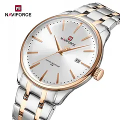 NAVIFORCE - Reloj Hombre NF9230 Plateado Oro Rosa Analógico Elegante