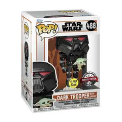 FUNKO - -Funko Pop Mandalorian Dark Trooper Con Grogu SPECIAL
