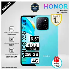 HONOR - Celular X5B Plus 6.5 pulg 4GB RAM 256GB 50MP Ocean Blue