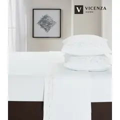 VENEZIA - Juego de Sábanas 2 plazas 100% Algodón con Bordado Bronderie