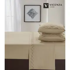 VENEZIA - Juego de Sábanas 100% Algodón con Bordado Bronderie