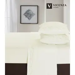 VENEZIA - Juego de Sábanas 100% Algodón Con Bordado Bronderie