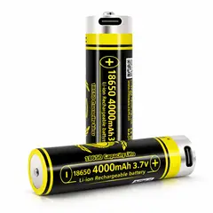 LIITOKALA - Pila 18650 Recargable 4000mAh 3.7V Con USB Tipo C Para Linterna Micrófono Ventilador y Más