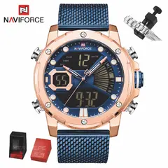 NAVIFORCE - Reloj Hombre NF9172 Azul Cobre Digital Analógico Inoxidable