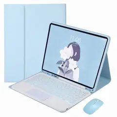 PUREPOWER - Funda con teclado de touchpad ñ y mouse para iPad A16 11.ª y 10.ª Generación 11 y 10.9 pulgadas