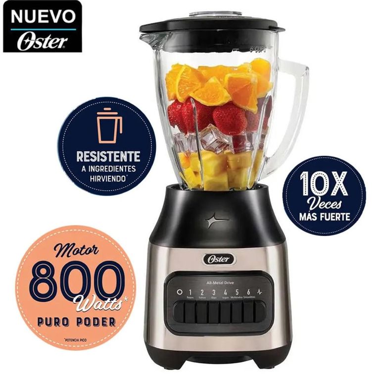 Licuadora con vaso de vidrio y 6 velocidades BLSTPEG-NPB