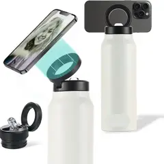 GENERICO - Botella de agua aislada con soporte magnético para teléfono