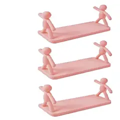 GENERICO - Estante Repisa Flotante Organizador de Pared Humanoide Rosado pack 3 unidades
