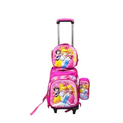 GENERICO - SET MOCHILA LUCES RUEDA 3D PRINCESS - MOCHILA - LONCHERA Y CARTUCHERA