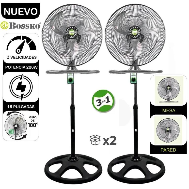 Pack de Ventiladores Pedestal 18 200W BK-8218VI/NG