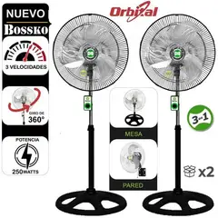 BOSSKO - Pack de Ventiladores 3 en 1 BK-8220VO de 18