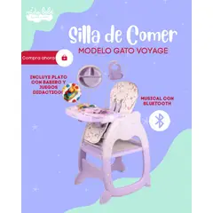 GENERICO - SILLA DE COMER PARA BEBÉ MODELO GATO VOYAGE COLOR LILA