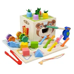 GENERICO - Cubo Montessori de Madera Osito - Juego Sensorial