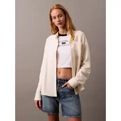 CALVIN KLEIN - BLUSA DOUBLE GAUZE ROLL TAB TOP