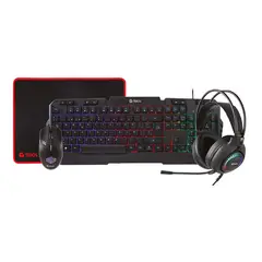 TEROS - Combo Gaming 4 en 1 TE4063N: Audífonos + Teclado + Mouse + Pad - Negro