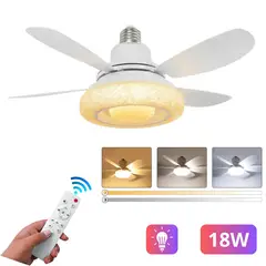 SEISA - Foco Ventilador de Techo 18W Control Remoto 3 Velocidades Dormitorio y Oficina 4 Aspas