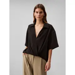 CALVIN KLEIN - BLUSA CREPE FAUX WRAP SS TOP CK
