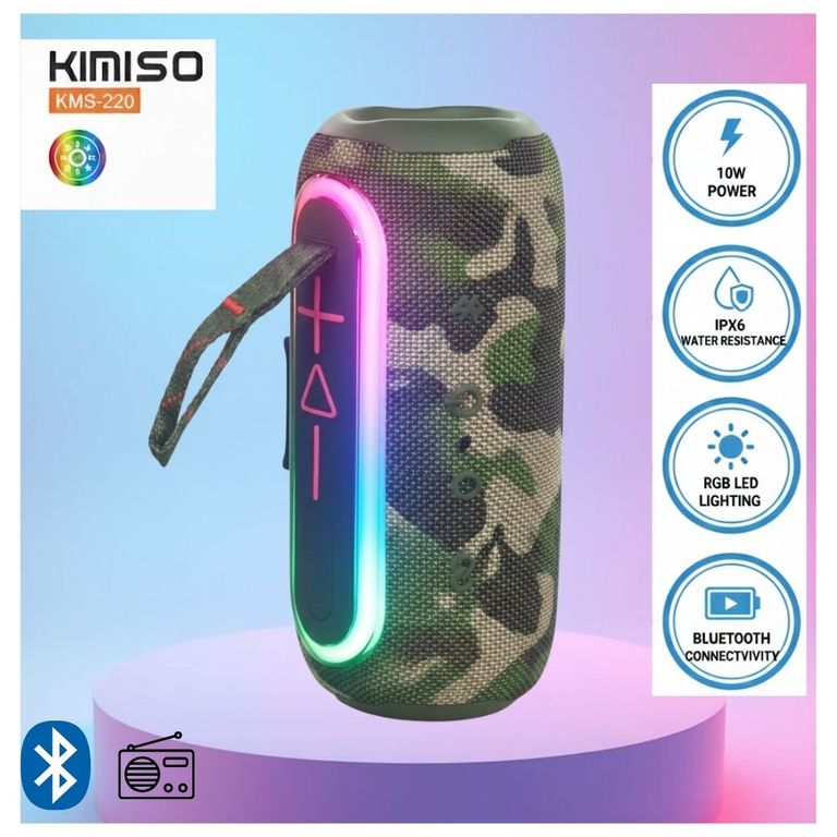PARLANTE PORTÁTIL KIMISO KMS-220 MILITAR X-BASS