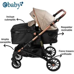 EBABY - Coche de Paseo LEAF con Respaldar Reclinable Beige