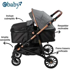 EBABY - Coche de Paseo LEAF con Respaldar Reclinable Gris