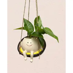 GENERICO - Maceta colgante rostro sonrisa en sillon con planta natural