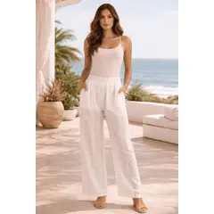 AMA OUTFITTERS - PALAZO BRODERY FLOWER AMA