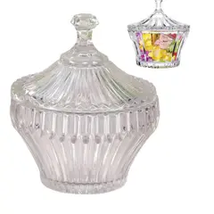 GENERICO - Bowl de vidrio recipiente para dulces con tapa
