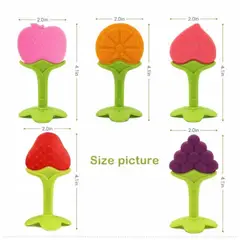 GENERICO - Mordedor Frutas Manzana Para Bebes Flexible Denticion + Estuche