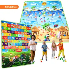 SM - PISO ALFOMBRA TAPETE REVERSIBLE ANTIGOLPE DE NIÑO BEBE - PLAYA-TREN