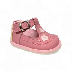 GENERICO - Zapato pibe semi-ortopédico clásico Flores Rosado para niña bebé