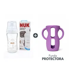 GENERICO - Biberón Perfect Match vidrio 230ml + Funda protectora Morado