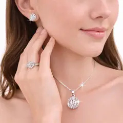 GENERICO - Collar Set de Joyería 304 Acero Inoxidable 4 Piezas