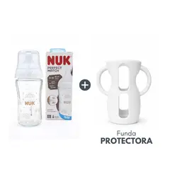 GENERICO - Biberón Perfect Match vidrio 230ml + Funda protectora Blanco