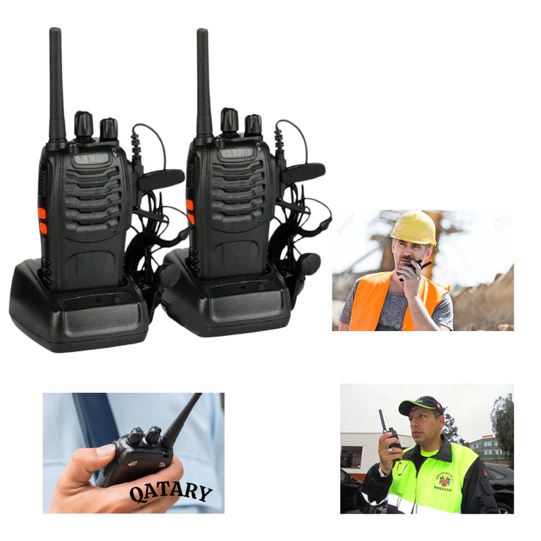 Pack 2 Radios Walkie Talkie 888S 16 Canales UHF Alcance 3-5KM - Kit Recargable Negro