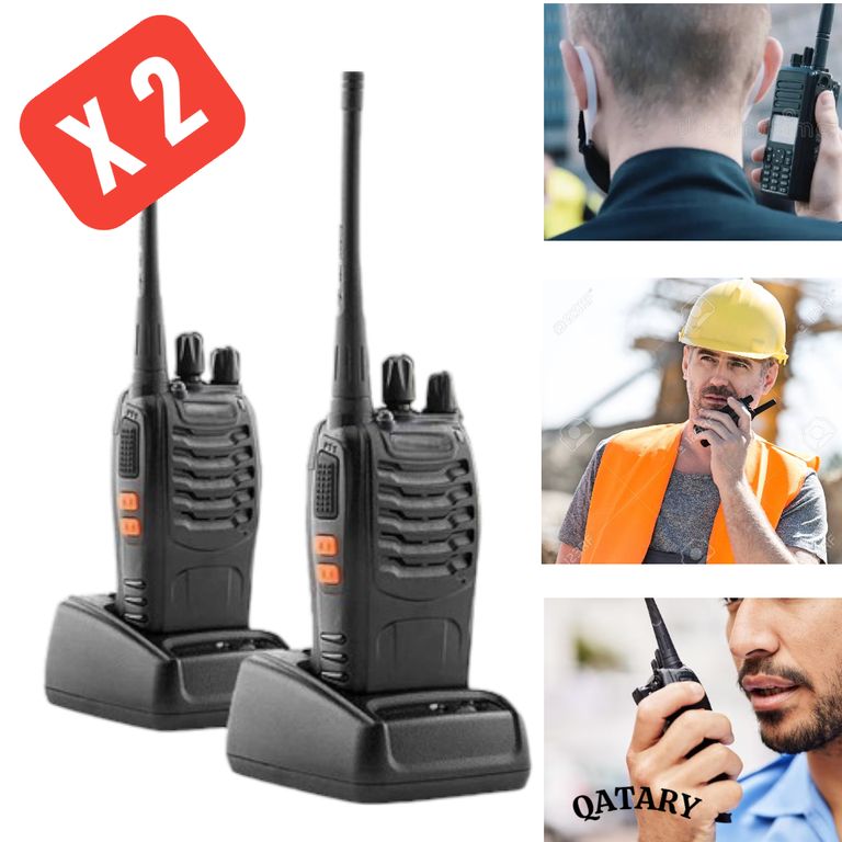 Radios 888S de Comunicación Pack 2 Unidades - 16 Canales UHF Recargables con Linterna